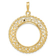 1/4 oz $10 American Buffalo Prong Set Rope and Scroll Coin Bezel in 14k Yellow Gold