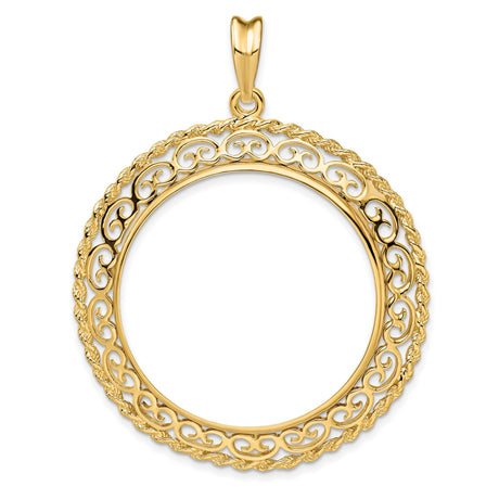 1 oz Krugerrand Prong Set Rope and Scroll Coin Bezel in 14k Yellow Gold