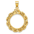 1/10 oz Cat Screw Top Large Knotted Rope Coin Bezel in 14k Yellow Gold