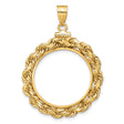 1/4 oz $10 American Buffalo Screw Top Large Rope Knot Coin Bezel in 14k Yellow Gold