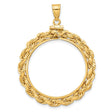 1/2 oz $25 American Buffalo Screw Top Large Rope Knot Coin Bezel in 14k Yellow Gold