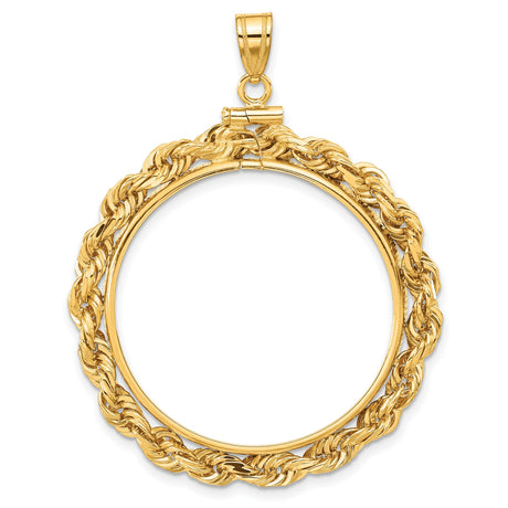 1/2 oz Cat Screw Top Large Knotted Rope Coin Bezel in 14k Yellow Gold