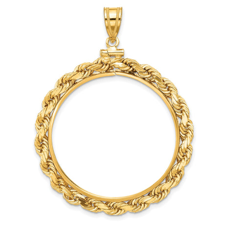 1 oz Krugerrand Screw Top Large Knotted Rope Coin Bezel in 14k Yellow Gold
