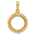  Cat Prong Set Chain Coin Bezel in 14k Yellow Gold