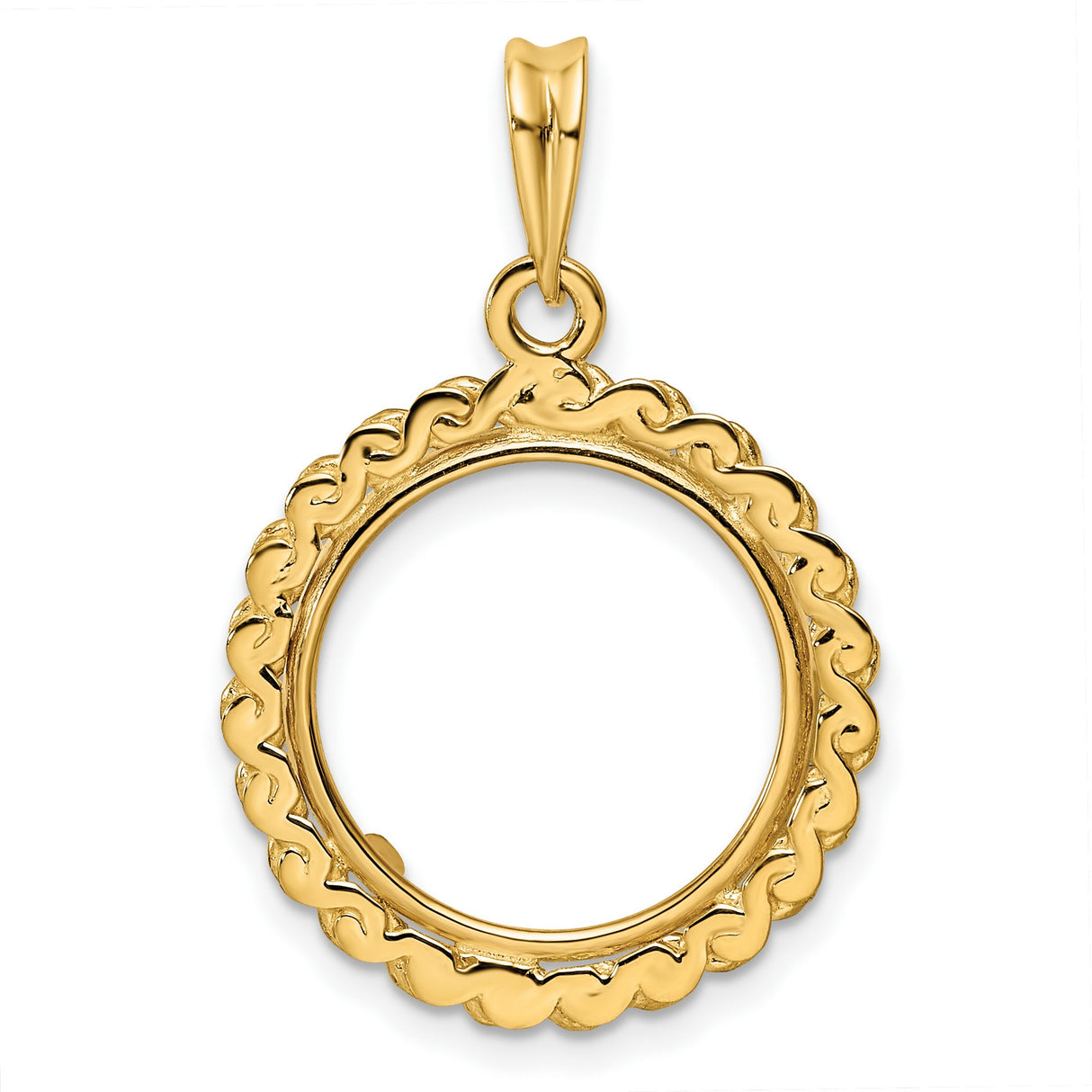 1/10 oz 15 Australian Nugget Prong Set Chain Style Coin Bezel in 14k Yellow Gold