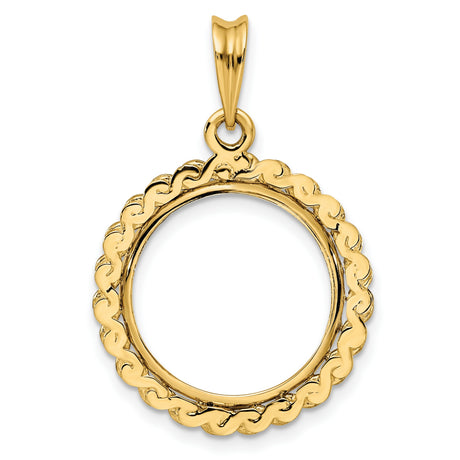 1/10 oz $5 American Buffalo Prong Set Chain Style Coin Bezel in 14k Yellow Gold