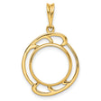  Cat Prong Set Twin Wave Coin Bezel in 14k Yellow Gold