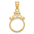  Cat Screw Top Scroll Coin Bezel in 14k Yellow Gold