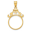 1/10 oz Cat Screw Top French Scroll Coin Bezel in 14k Yellow Gold