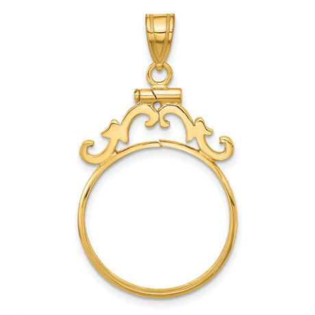 1/4 oz $10 Maple Leaf Screw Top French Style Coin Bezel in 14k Yellow Gold