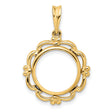  Cat Prong Set Filigree Coin Bezel in 14k Yellow Gold