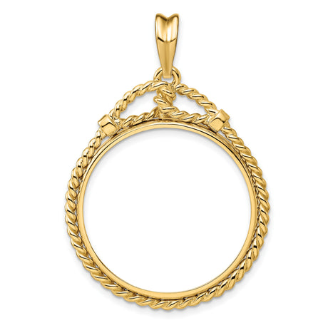 1/2 oz $25 American Buffalo Prong Set Western Rope Coin Bezel in 14k Yellow Gold