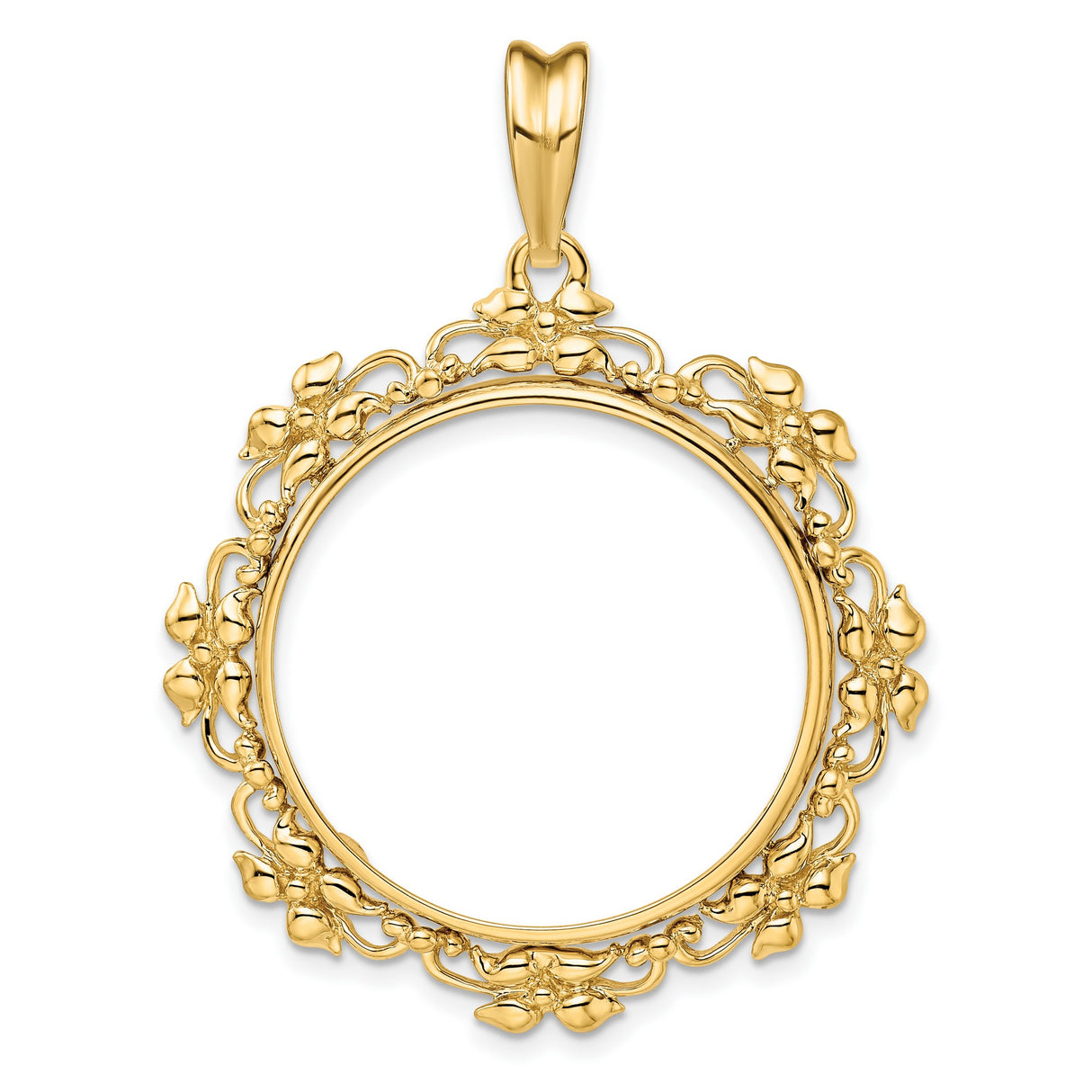 1/2 oz $25 American Buffalo Prong Set Flower Blossom Coin Bezel in 14k Yellow Gold