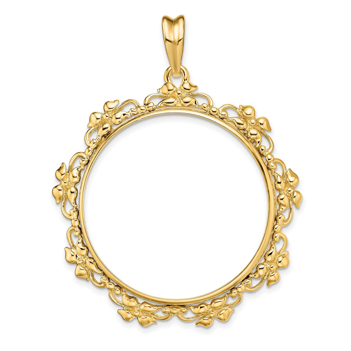 1 oz $50 American Buffalo Prong Set Flower Blossom Coin Bezel in 14k Yellow Gold