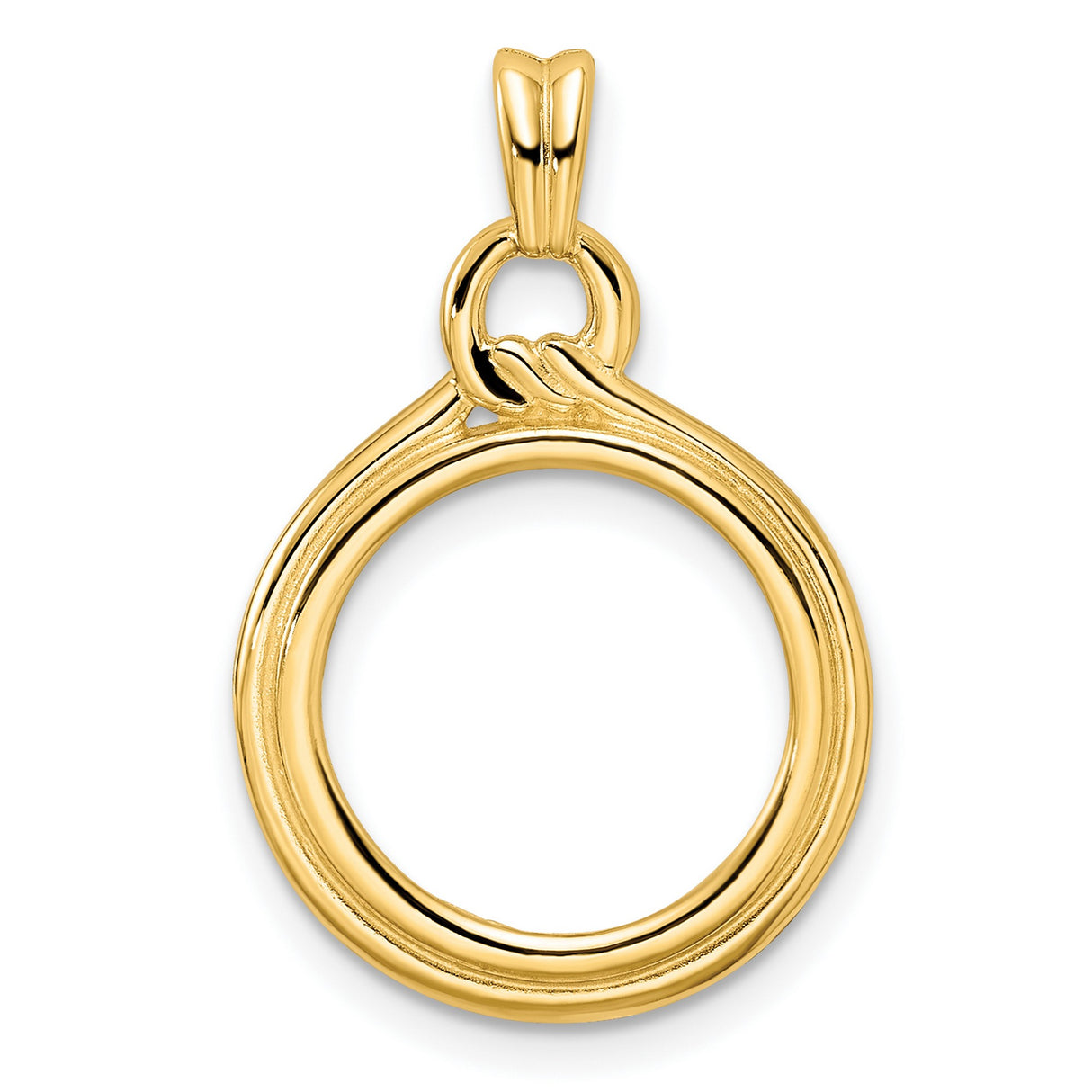  Cat Prong Set Loop Knot Coin Bezel in 14k Yellow Gold