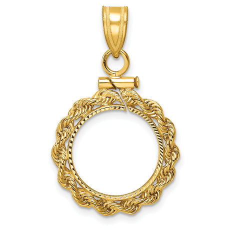 1/20 oz 5 Australian Nugget Screw Top Petite Rope Coin Bezel in 14k Yellow Gold