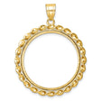 1/2 oz $25 American Buffalo Prong Set Diamond-Cut Ribbon Twist Coin Bezel in 14k Yellow Gold