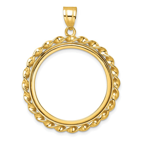 1/2 oz $25 American Buffalo Prong Set Twisted Ribbon Coin Bezel in 14k Yellow Gold