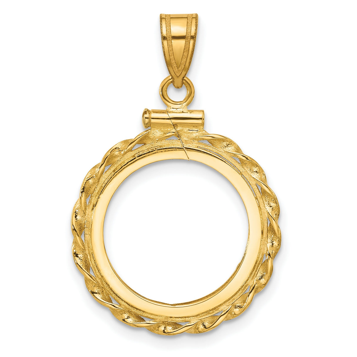  Cat Screw Top Twist Wire Coin Bezel in 14k Yellow Gold