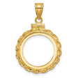 1/10 oz Krugerrand Screw Top Wide Twisted Wire Coin Bezel in 14k Yellow Gold
