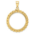 1/2 oz $25 American Buffalo Screw Top Wide Twisted Wire Coin Bezel in 14k Yellow Gold