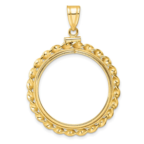 1/2 oz $25 American Buffalo Screw Top Wide Twisted Wire Coin Bezel in 14k Yellow Gold