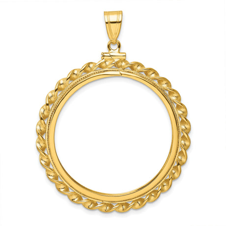 1 oz $50 American Buffalo Screw Top Wide Wire Coin Bezel in 14k Yellow Gold