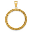 1/2 oz $25 American Buffalo Prong Set Beaded Diamond-Cut Coin Bezel in 14k Yellow Gold