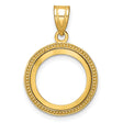  Cat Prong Set Beaded Coin Bezel in 14k Yellow Gold