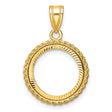  Cat Prong Set Diamond-Cut Rope Coin Bezel in 14k Yellow Gold