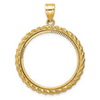 1/2 oz $25 American Buffalo Prong Set Diamond-Cut Rope Coin Bezel in 14k Yellow Gold