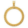 1 oz $50 American Buffalo Prong Set Diamond-Cut Rope Coin Bezel in 14k Yellow Gold