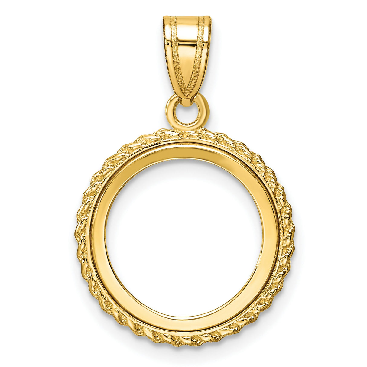  Cat Prong Set Rope Coin Bezel in 14k Yellow Gold