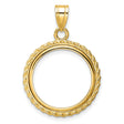 1/10 oz Cat Prong Set Polished Rope Coin Bezel in 14k Yellow Gold