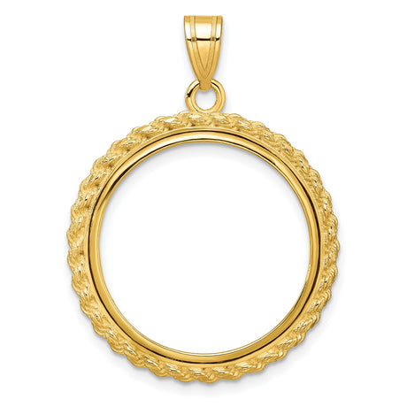 1/4 oz $10 American Buffalo Prong Set Polished Rope Coin Bezel in 14k Yellow Gold