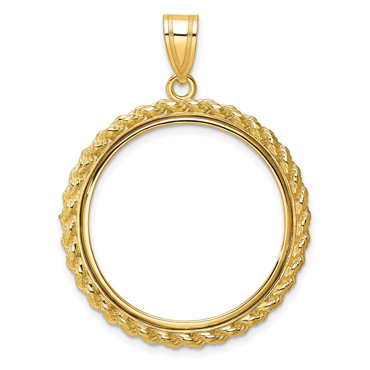 1/2 oz $25 American Buffalo Prong Set Polished Rope Coin Bezel in 14k Yellow Gold