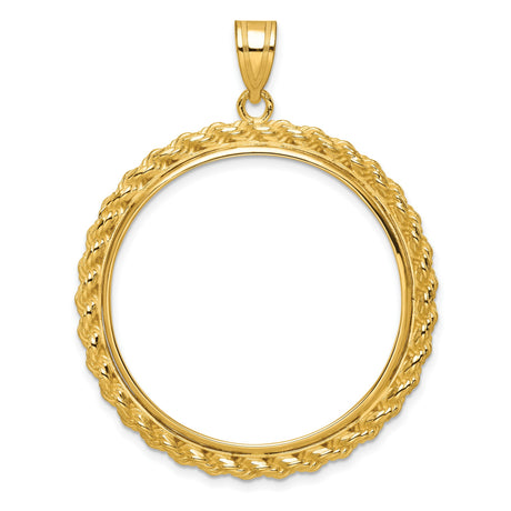 1 oz Krugerrand Prong Set Polished Rope Coin Bezel in 14k Yellow Gold