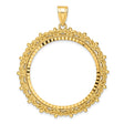 1 oz $50 American Buffalo Prong Set Diamond-Cut Scroll Coin Bezel in 14k Yellow Gold