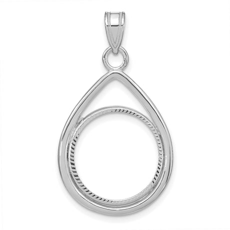 1/10 oz $5 American Buffalo Prong Set Diamond-Cut Teardrop Coin Bezel in 14k White Gold