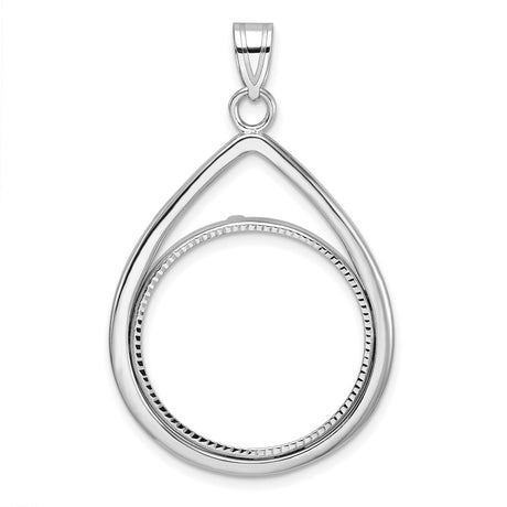 1/4 oz $10 American Eagle Prong Set Diamond-Cut Teardrop Coin Bezel in 14k White Gold