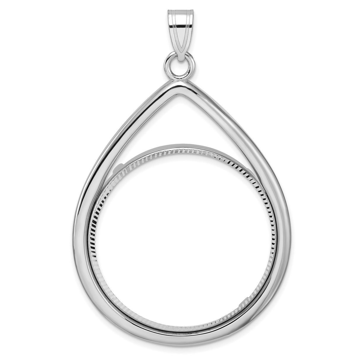 1 oz Krugerrand Prong Set Diamond-Cut Teardrop Coin Bezel in 14k White Gold