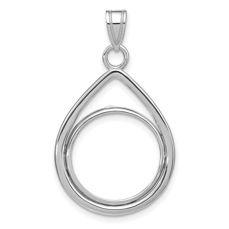 1/10 oz $5 American Buffalo Prong Set Thin Teardrop Coin Bezel in 14k White Gold