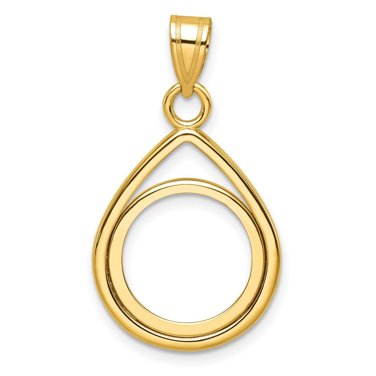  Cat Prong Set Tear Coin Bezel in 14k Yellow Gold