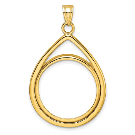 1/4 oz $10 American Buffalo Prong Set Teardrop Coin Bezel in 14k Yellow Gold