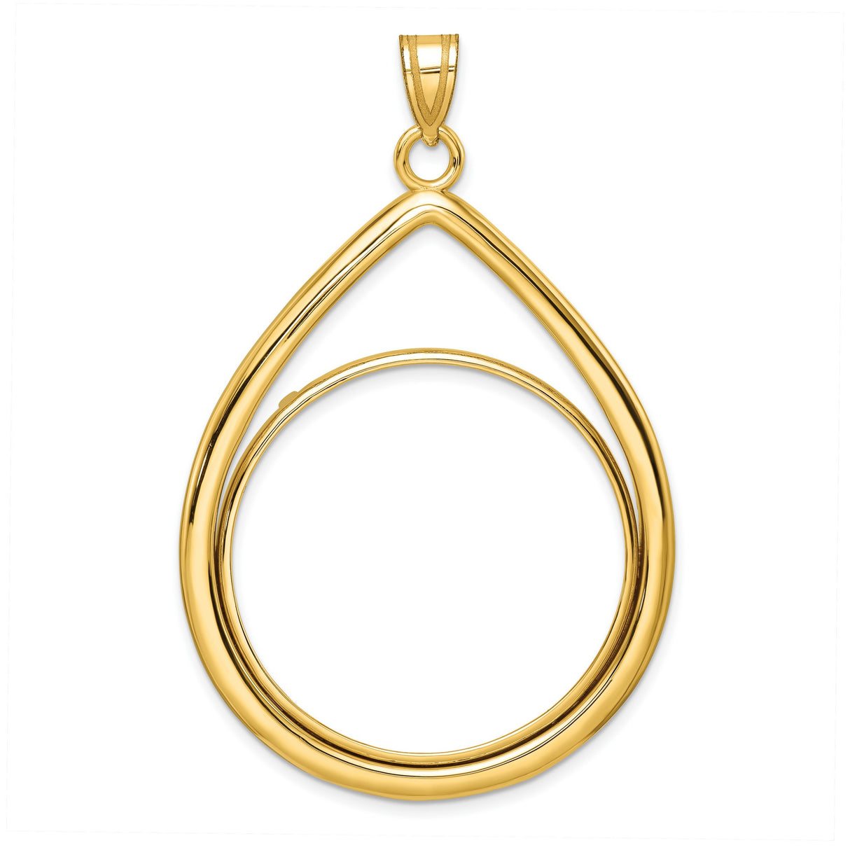 1 oz Australian Nugget Prong Set Lightweight Teardrop Coin Bezel in 14k Yellow Gold