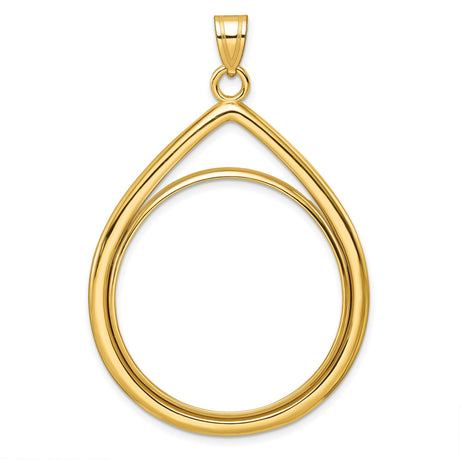 1 oz $50 American Buffalo Prong Set Lightweight Teardrop Coin Bezel in 14k Yellow Gold