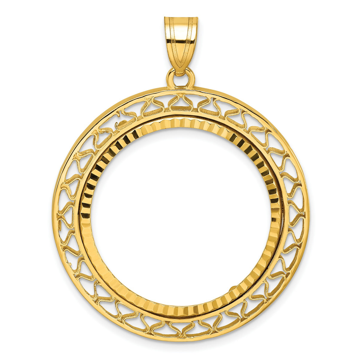 1/2 oz $25 American Buffalo Prong Set Diamond-Cut Fancy Wire Coin Bezel in 14k Yellow Gold