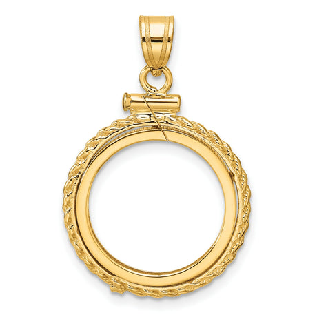 1/10 oz Krugerrand Screw Top Polished Rope Coin Bezel in 14k Yellow Gold