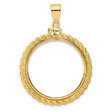 1/2 oz $25 American Buffalo Screw Top Polished Rope Coin Bezel in 14k Yellow Gold