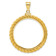 1 oz Australian Kangaroo Screw Top Polished Rope Coin Bezel in 14k Yellow Gold